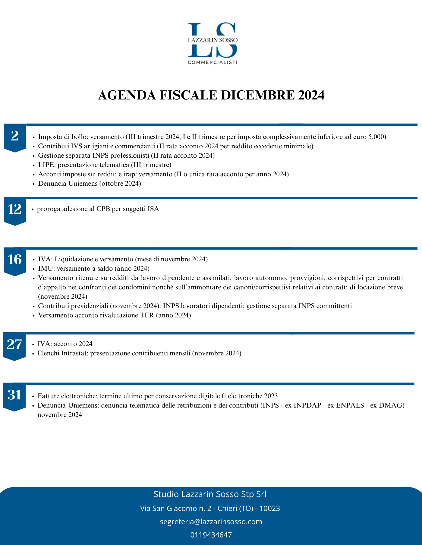 Scadenze Dicembre 2024